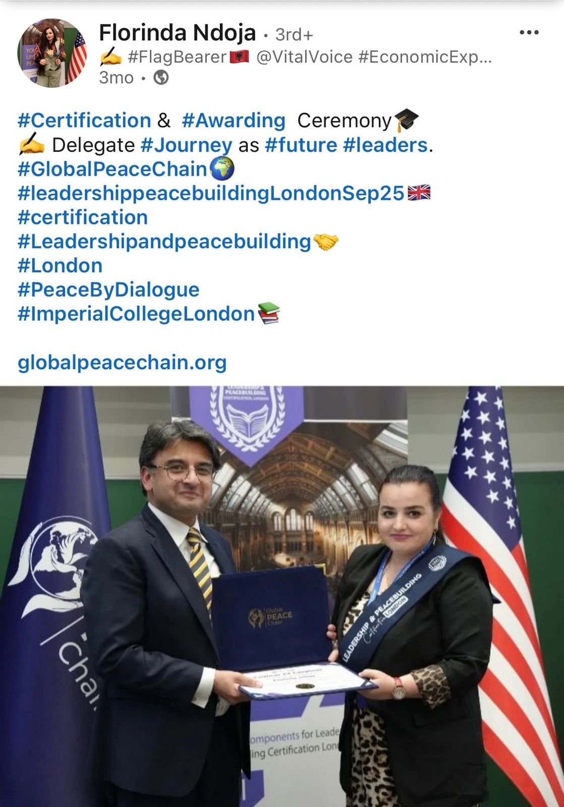 Florinda Ndoja LinkedIn Post