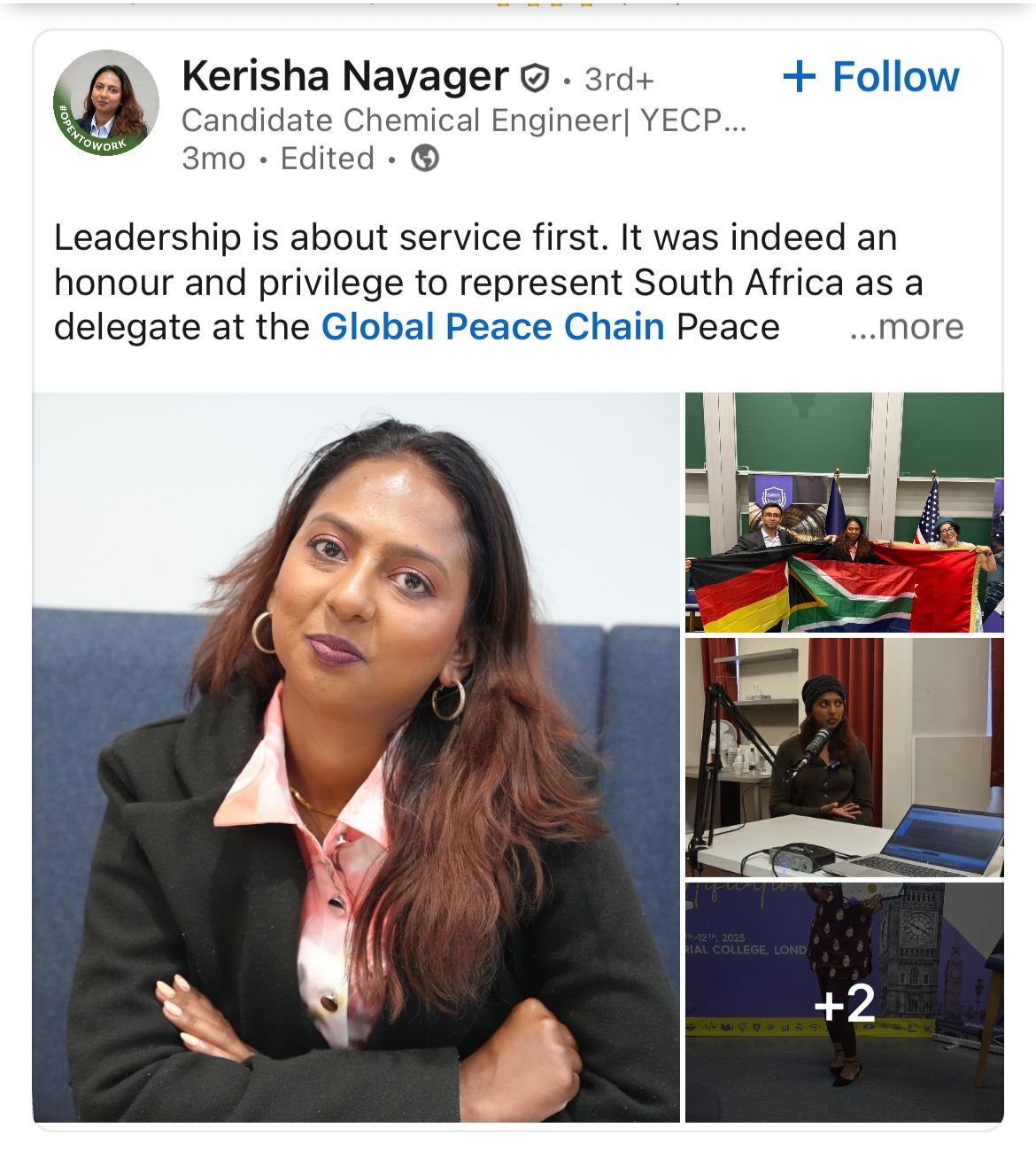 Kerisha Nayager LinkedIn Post