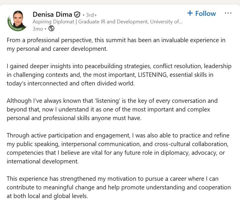 Denisa Dima LinkedIn Post
