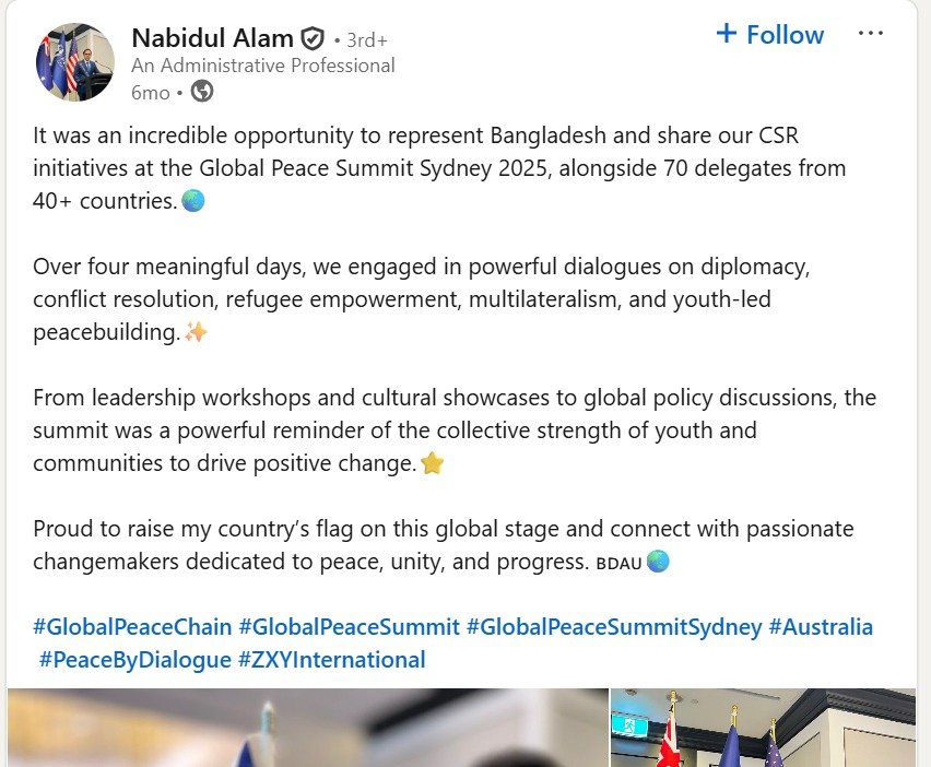 Nabidul -Alam LinkedIn Post