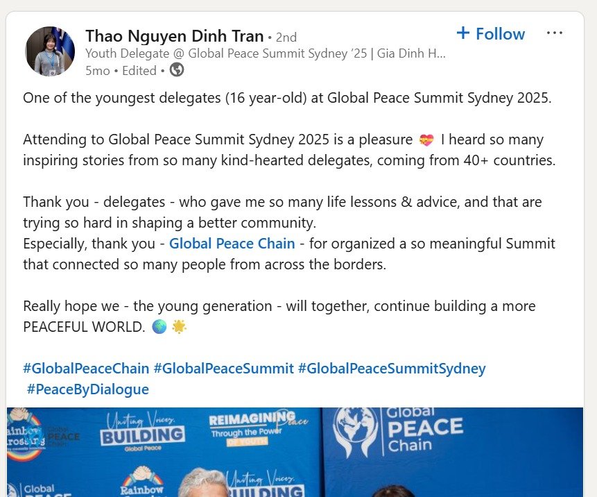 Thao Nguyen dinh Tran LinkedIn Post