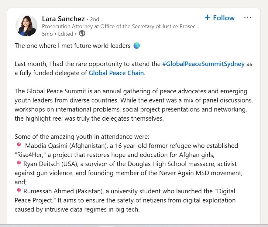 Lara Sanchez LinkedIn Post