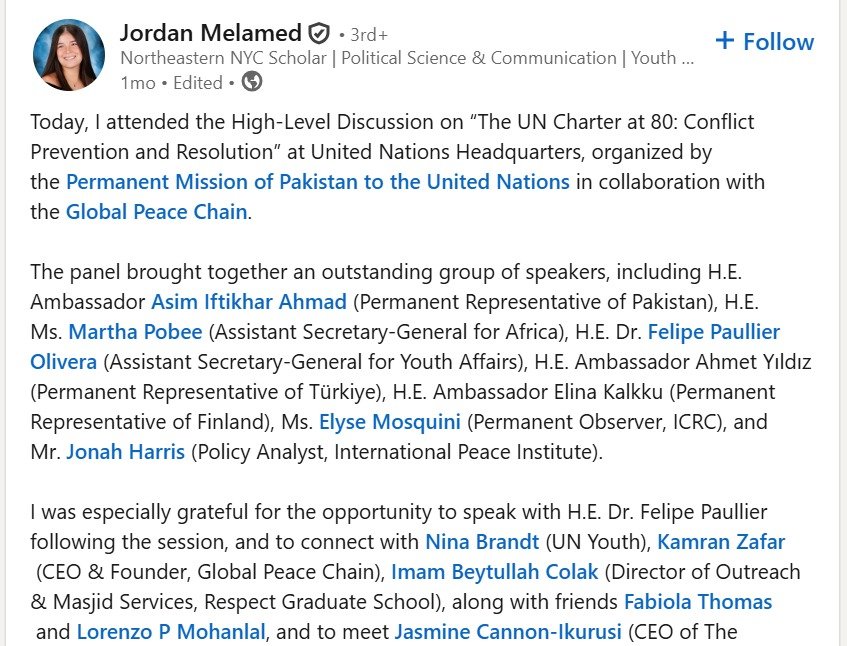 Jordan Melamed LinkedIn Post