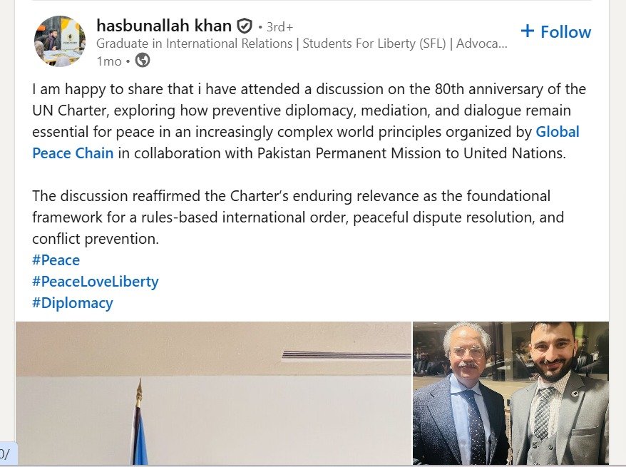 hasbunallah khan LinkedIn Post