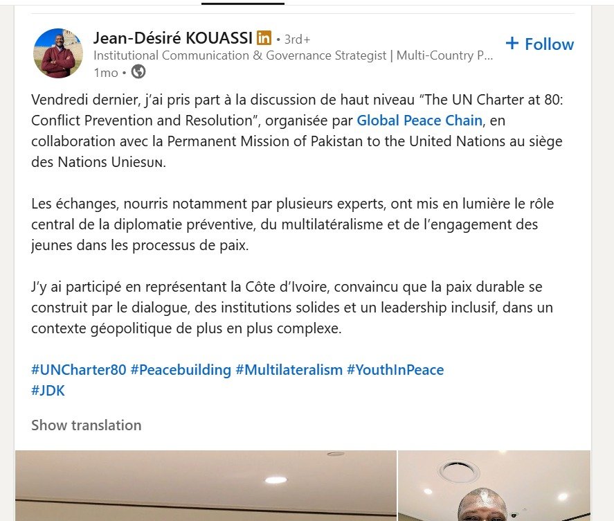 Jean-Désiré KOUASSI LinkedIn Post