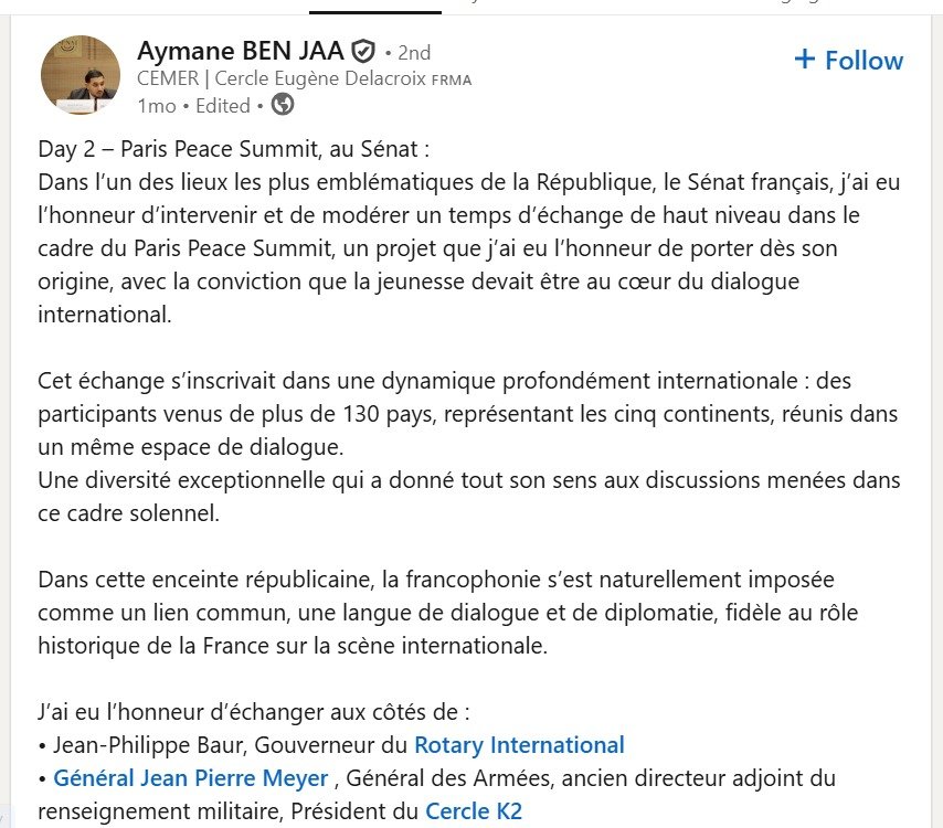 Aymane BEN JAA LinkedIn Post