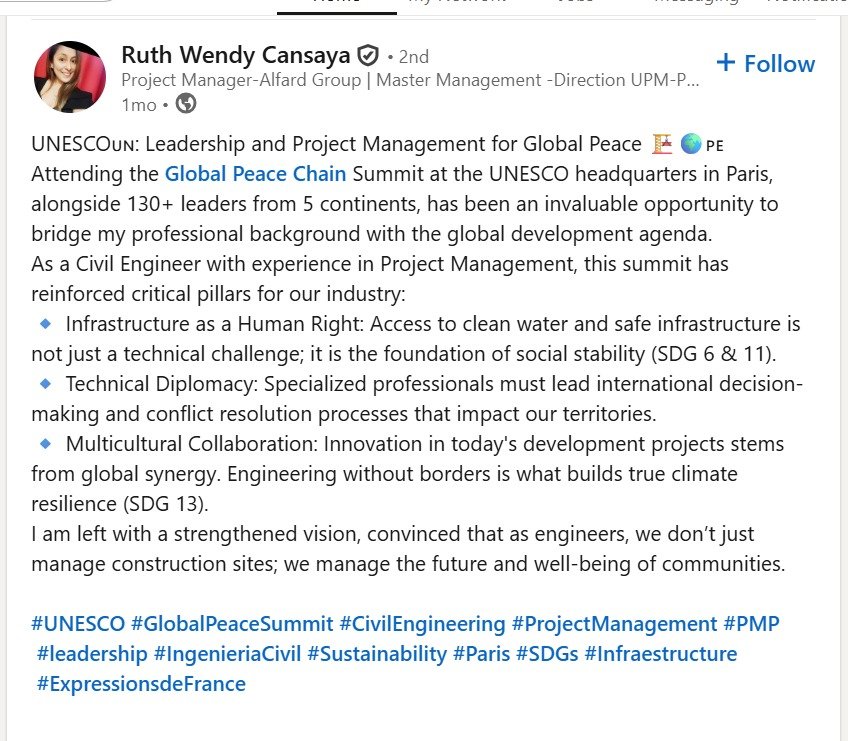 Ruth Wendy Cansaya LinkedIn Post