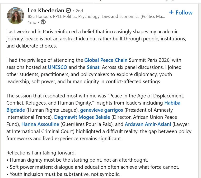 Lea Khederian LinkedIn Post